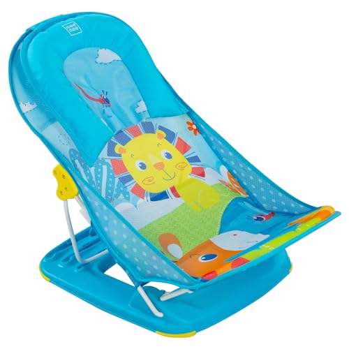 Mee Mee Foldable Newborn Baby Bath Chair – Anti-Skid, 3-Position Adjustable, Soft Mesh Seat – Ideal for Infants (0-1 Year) in Blue