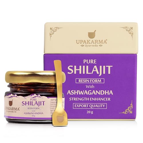 UPAKARMA Pure Shilajit Resin with Ashwagandha 20g | Boost Strength & Build Muscle Mass Naturally | 100% Ayurvedic | Pack of 1