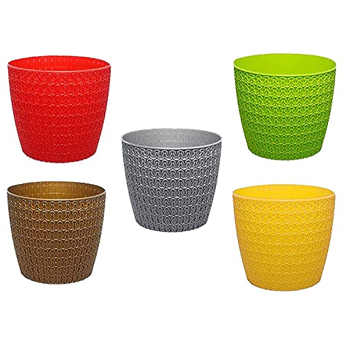 Bianco Decorative Indoor and for Outdoor Flower Pots/Planters, Table Top Decorative Pot (Pack of 5) (Multicolored Pots) (5.5 x 5 Inch).