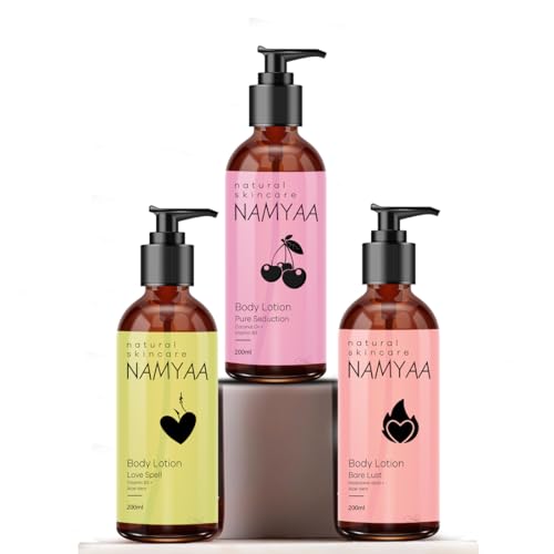 Namyaa Nourishing Body Lotion|With Long Lasting Fragrance|Made with Natural Ingredients |For Dry Skin|Gives Glowing And Ultra Soft Skin| Pack of 3(Aloe Vera, Coconut Oil)