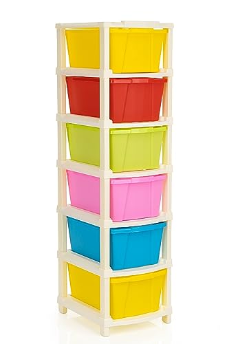 NEATERIZE 6 XL Plastic Modular Drawer System for Home, Office, Hospital, Parlor, School, Doctors, Home and Kids, Product Dimension When assembeled (30cmx35cmx105cm) (6XL) (Multi-colour)
