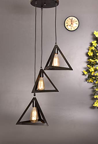 Tu Casa HG-37 3 Level Triangle Metal Pendant Light Iron Holder Type e-27 Size 18x18x40″-(Electric,Bulb not Included)