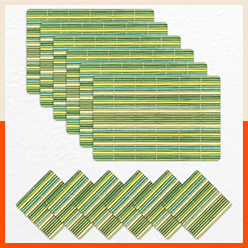 Table Mats by Bathla – Set of 6-45cm x 30cm Table Placemats & Coasters for Home Dining Table | Multipurpose, Heat-Resistant, Waterproof & Washable | Matworks (Bambus, Polyvinyl Chloride)