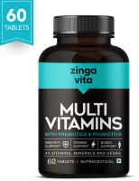 Zingavita Multivitamin Tablets for Men & Women Probiotics & Prebiotics, 100% RDA Vitamin C(60 Tablets)