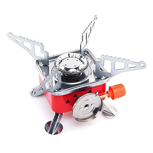 Sixfire Camping Stainless Steel Gas Stove Ultra Light Folding Furnace Outdoor Metal Camping Gas Stove Picnic Cooking Gas Burners Folding Stove With Storage Bag (Multi)