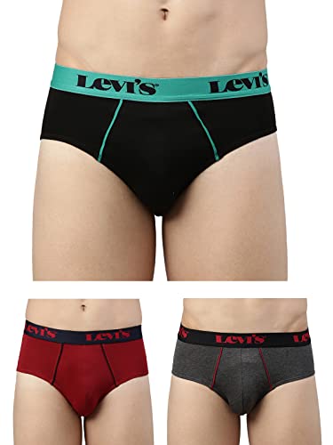 Levi’s Men’s Pure Cotton Style #065 Ultra Regular Fit Solid Brief (Pack of 3) (STYLE-63-P3_Assorted_XL)