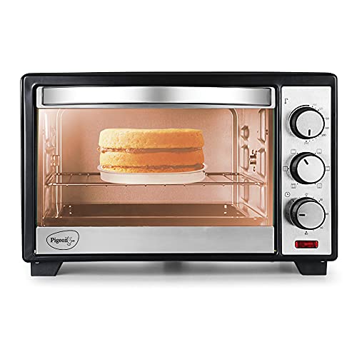 Faber 20L 1400W OTG | Bake, Toast, Grill | 4 Stage Functions, Upper & Lower Heating | Cool-Touch Handle, Heat Resistant Glass, Indicator Light, Auto-Shut, Ready Bell | Removable Crumb Tray | (Black)