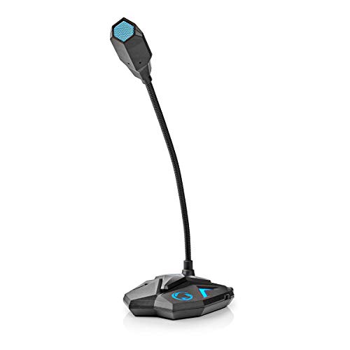 Amigo Nedis Gooseneck Gaming Microphone | with Mute Button | 1.5 mm USB Cable |3.5 MM Audio Connector | Compatible with Desktop, PC, Laptop, Mac & PS4 (Black/Grey)