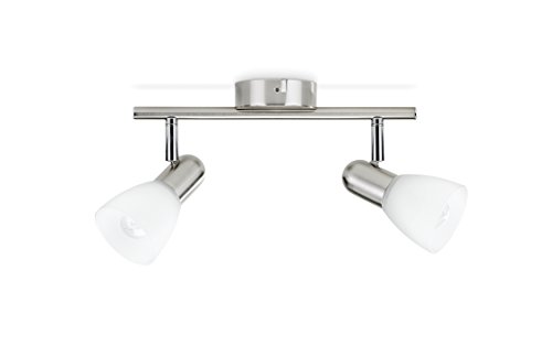 PHILIPS Essentials Burlap Spot Bar/Tube Light-Nickel (Requires 2x40W 230V E14 Bulb), Glass