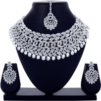 R A Enterprises Alloy Rhodium Silver Jewellery Set(Pack of 1)