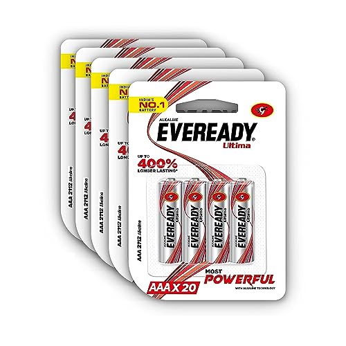 Eveready Ultima Alkaline AAA Battery | Pack of 20 | 1.5 Volt | 400% Long Lasting |Highly Durable & Leak Proof | Alkaline AAA Battery for Household and Office Devices
