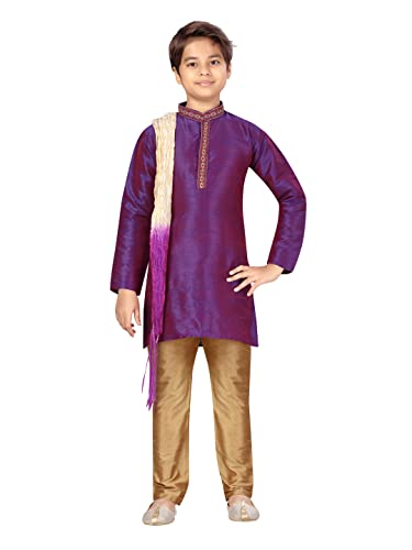 Aarika Boys Purple-Gold Color Silk Sherwani (KP-LC-2005-PURPLE-08)