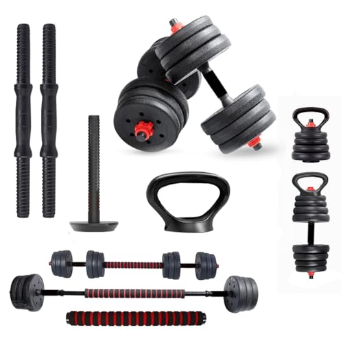 Lifelong LLPVCKBC02 PVC Adjustable Kettle Bell Set 16kg Plate with Extension Barbell Rod, Dumbbells Rods and Kettle Bell Handle with Rod, Nuts,Black