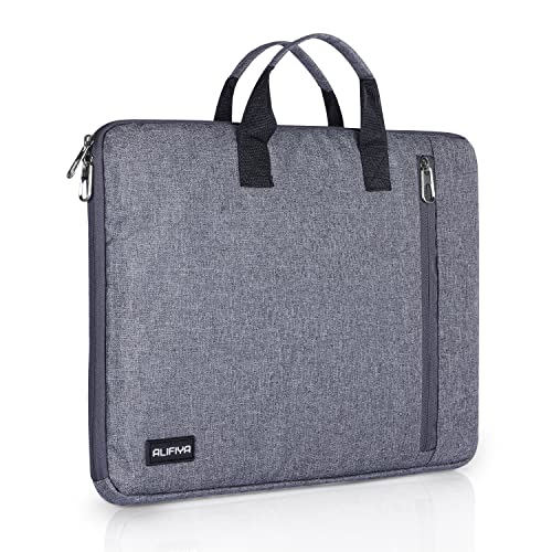 Alifiya Polyester Laptop Sleeve Cover Bag 15.6 inch for MacBook/Lenovo/Dell/Surface Pro/Asus/HP/Acer (Grey_L22, 180 Degree Opening)
