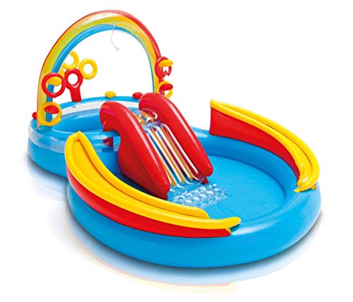 Intex Kid’s Inflatable Rainbow Ring Water Play Center with Quick Fill Air Pump