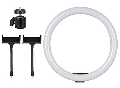 Photron Professional 12 Inch(30cm) LED Ring Light with Mobile Holder PH12RL | LED: SMD 162pcs | 2 Flexible Mobile Holders |Intensity Control |Color Temperature Control | Built in Remote | Heat Free