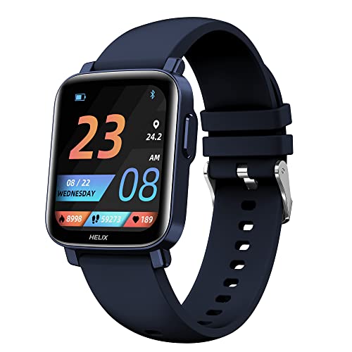 Helix METALFIT 2.0 smartwatch with Bluetooth Calling, 1.5″ HD IPS Full-Touch Display, SPO2, Body Temperature & BP Measurement, 20 Sports Modes and Unlimited Watch Faces, Dark Blue