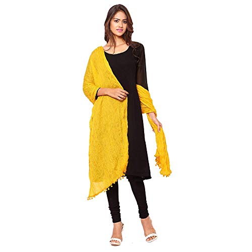 Nakoda Creation Women’s Cotton Dupatta (CottonDupatta_3_Yellow One Size)