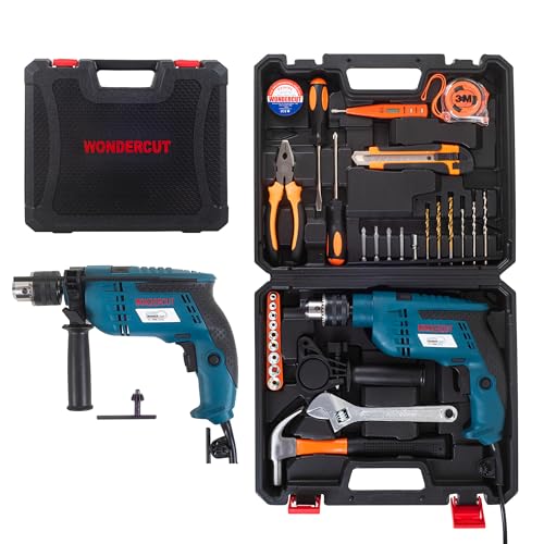 WONDERCUT WC-13DK-400 Professional Tool Kit – Power-Packed 780W Impact Drill Set with 35 Accessories, Copper Armature, 13mm Chuck, Variable Speed, and Reverse/Forward with carrying case