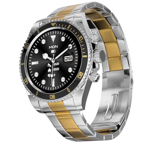 Fire-Boltt Avalanche Luxury Stainless Steel Smart Watch, Bluetooth Calling with 1.28” HD display, 2 Button Pushers, Voice Assistance, Multiple Sports Modes, Health Suite, IP67 resistance. (Multicolor)