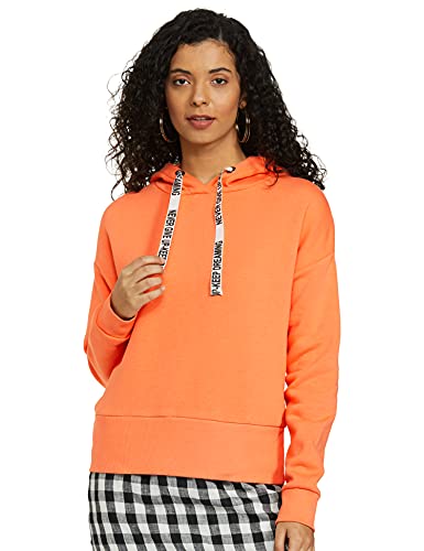 Amazon Brand – Symbol Women’s Cotton Blend Hooded Neck Sweat Shirt (AW18WNSSW14_Fire Red_Large_Fire Red_L)