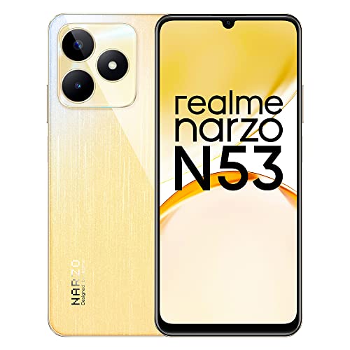 realme narzo N53 (Feather Gold, 4GB+64GB) 33W Segment Fastest Charging | Slimmest Phone in Segment | 90 Hz Smooth Display