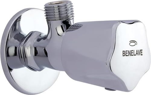 Benelave By Hindware BLQCP47022 Angle Valve Stop Cock with Wall Flange, made of Brass with Chrome Finish
