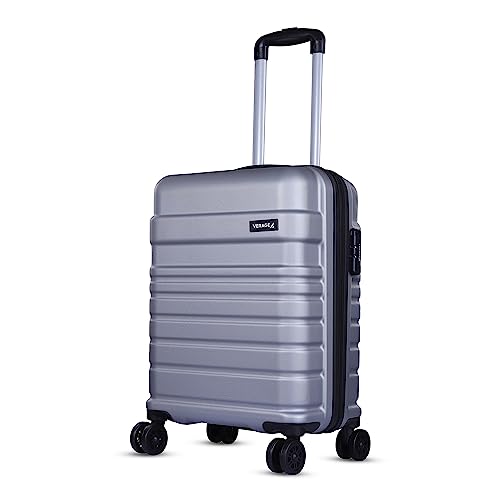 Verage V-Lite Tokyo 56 cms Metallic Silver Hard Sided Cabin Size Carry On Luggage Trolley Bag for Travel Suitcase with 8 Spinner Wheels for Men and Women