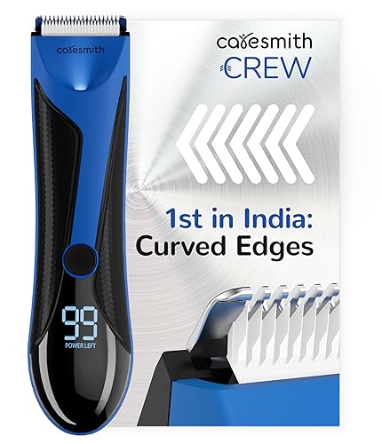 Caresmith Crew Manscaping Body Trimmer Men Rechargeable | Curved Edges for Extra Safety | 7000 RPM Balls Trimmer for Pubic Hair | Private Parts Trimming | Body Hair Remover for Intimate Trimming