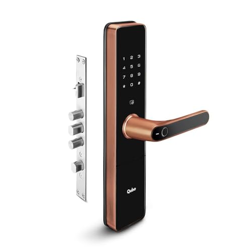 QUBO Smart Door Lock Ultra from Hero Group | 5-Way Unlocking | Fingerprint | Pincode| RFID Access Card | Bluetooth Mobile App | Mechanical Key | OTP Access | WiFi (Optional) | Hub Sold Separately