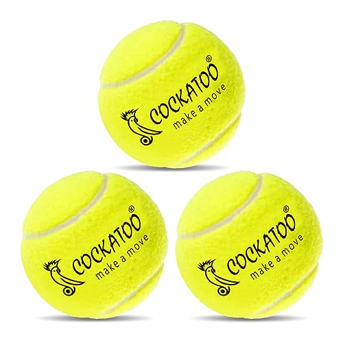 Cockatoo Rubber Cricket Tennis Ball, Construction of Tennis Ball for Cricket for Optimal Performance,Suitable for All Skill Levels. (90 Gr Per Ball-Pack of 3-Yellow)