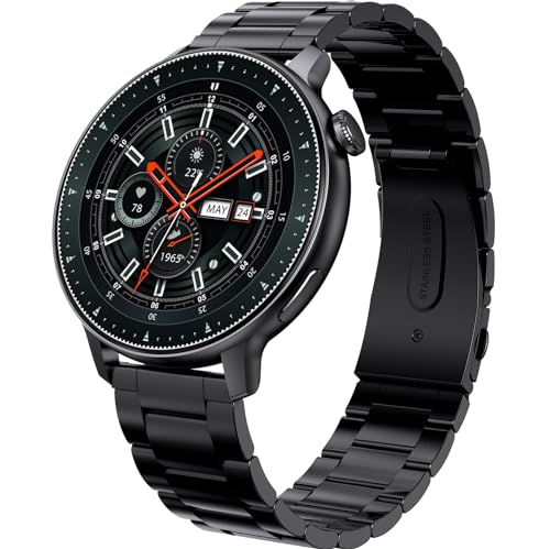beatXP Evoke Neo 1.43” Super AMOLED Display Bluetooth Calling Smart Watch, 466 * 466px, 800 Nits, 60Hz Refresh Rate, 100+ Sports Modes, 24/7 Health Tracking, AI Voice Assistant, IP67 (Black Metal)