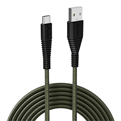 URBN USB Type-C 3.4A Fast Charging Cable (5ft) – Unbreakable Nylon Braided, Quick Charge Compatible with Samsung, OnePlus, and All C Type Devices – Charge & Data Transfer – Rugged Cable – Camo