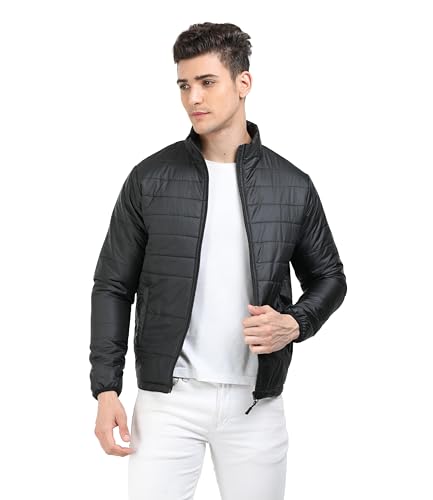 Scott International Men’s Quilted Puffer Jacket – Lightweight, Water Repellant, Elastic Cuffs, Zipped Pockets, Casual Winter Jacket – Stylish Outerwear for Men (SS23-TWRAP-JKT-BL-XL,Black,X-Large)