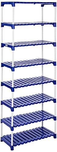 Amazon Brand – Solimo – Multipurpose Rack for Shoes and Clothes, 8 Racks, Blue