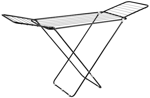 Amazon Brand – Solimo Premium Cloth Drying Stand – 3 Way Folding, 42 Feet Drying Length, Total 20 Drying Rails (Black)