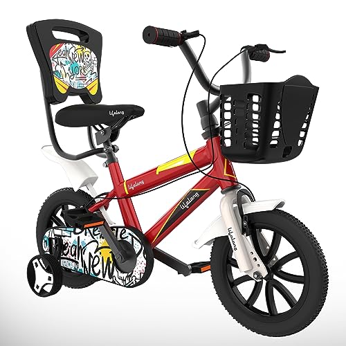 Lifelong Kids Cycle 12T with ‎Training Wheel, Mudguard for Boys and Girls|95% Assembled, Frame Size: 8″| Ideal Height : 3 ft Cycle Ideal for 2 to 5 Years (LLBC1201, Red)