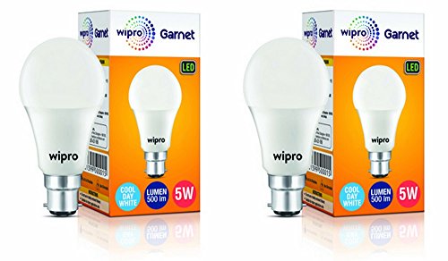 wipro 5W B22D Led Cool White Bulb, Pack of 2 (Garnet)
