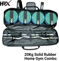 HRX 20 kg Portable Blue 20 kg Curl and Dumbbell Rods with Bag and Accessories Solid Rubber Home Gym Combo