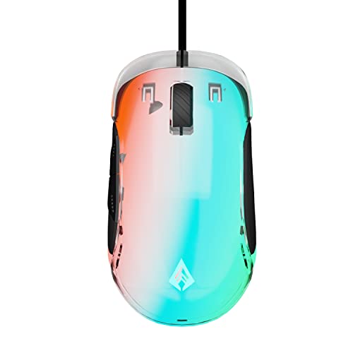 Archer Tech Lab Recurve 400 Transparent Wired Gaming Mouse, 12000 DPI with 1000Hz Polling Rate and 8 Buttons, 6 Mode Breathing RGB, Sunplus Sensor, HUYU Switches, Compatible with PC/Mac – Transparent