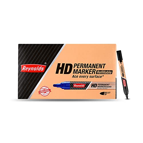 Reynolds Bold Hd Permanent Marker For Office And Home Use I Leak Proof Marker Pens With Unique Tip Stopper System – 10Ct Black