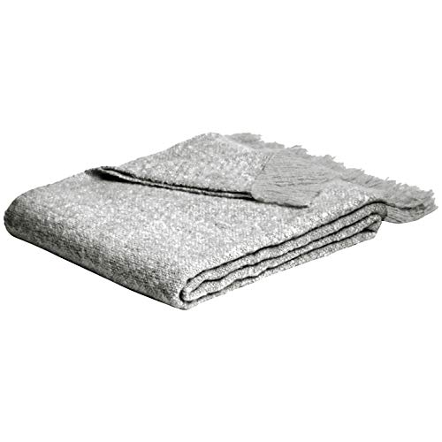 amazon basics Faux Angora Fringed Blanket – Grey, 50″ x 60″ (Polyester, breathable, Pack of 1)