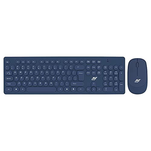 Ant Value FKBRI05 Multimedia Wireless Keyboard & Mouse Combo, Compact Light-Weight for PCs, Laptops & Smart TV (Blue)