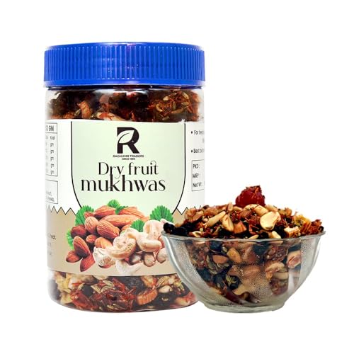Raghuvir Dry Fruit Mukhwas – Healthy Premium Mixed Dry Fruits – Natural Premium Nuts – After-Meal Snack & Paan Mukhwas Without Supari (Pack of 1, 250 Gm Jar Pack)