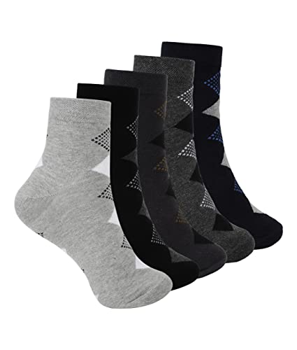 UrbanMark – Men Multicolor Prints Ankle Length Cotton Casual Socks (Pack of 5)