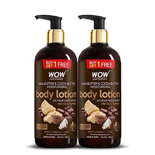 WOW Skin Science Shea & Cocoa Butter Moisturizing Body Lotion – 400 ml (BUY 1 GET 1 FREE)