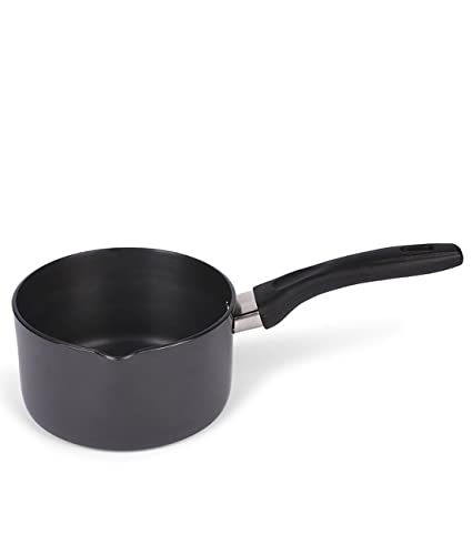 HOMETALES Hard Anodized Cooking Saucepan (15cm), Capacity 900ml, 3mm Thickness, with Bakelite Handle