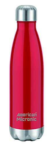 AMERICAN MICRONIC INSTRUMENTS – Imported Stainless Steel (304 Grade) Vacuum Insulated Flask Water and Beverage Bottle (AMI-BT50 -Red, 500ml)