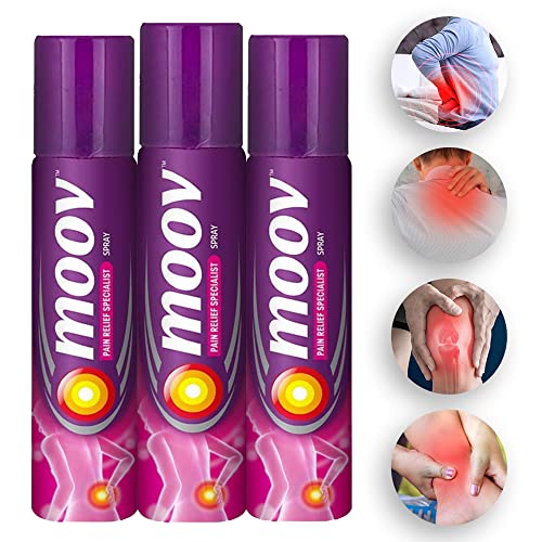 Moov Fast Pain Relief Spray – 50g (Pack of 3) | Suitable for Back Pain, Muscle Pain, Joint Pain, Knee Pain | 100% Ayurvedic Formula | Suitable for Sports & Gym related injuries