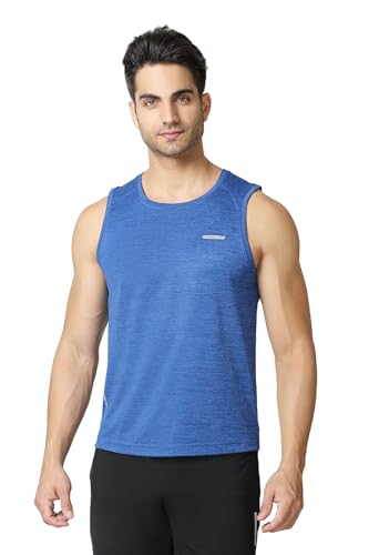 Van Heusen Performance Men Gym Vest – 100% Polyester Circular Knit – Swift Dry, Odour Shield, Anti Stat, Sleeveless_61083_Strong Blue_L